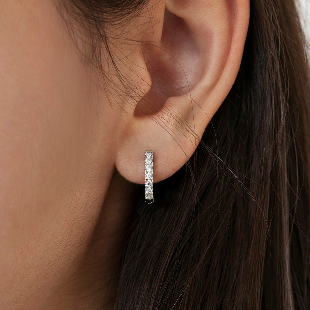 Small Multi Clear CZ Huggie Earrings - 9mm