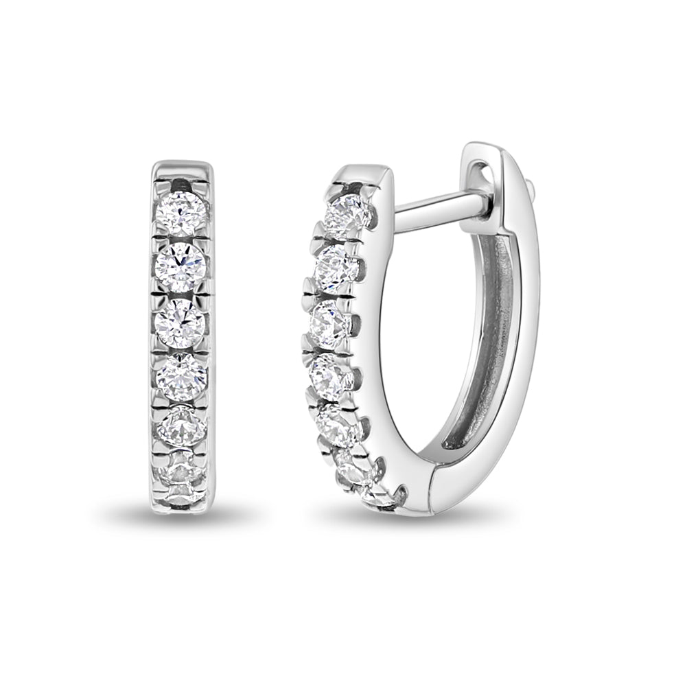 Small Multi Clear CZ Huggie Earrings - 9mm