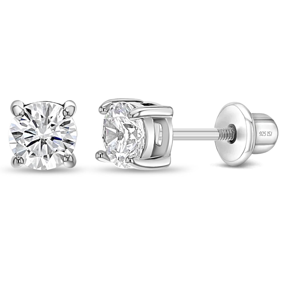 Classic Setting Solitaire Toddler Earrings