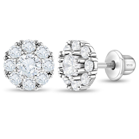 CZ Encircling Solitaire Girl Earrings - Clear