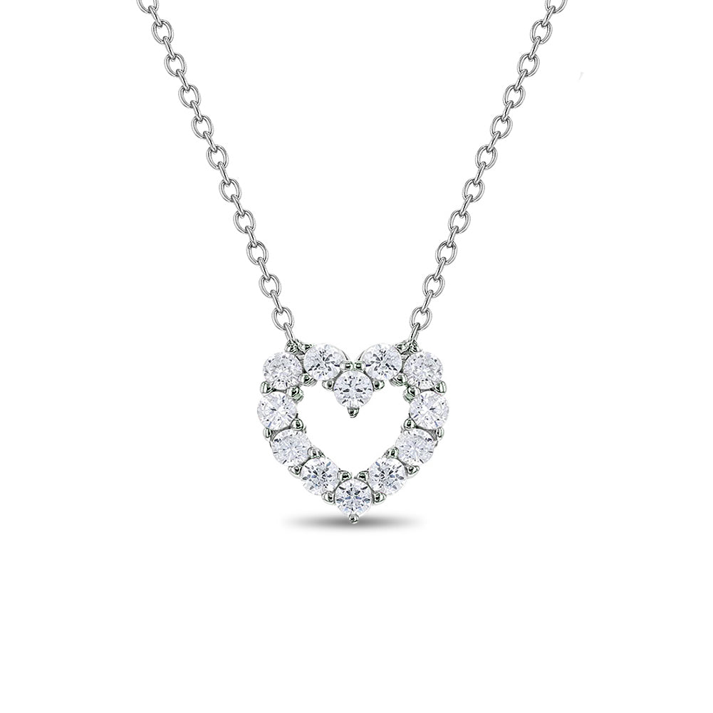 Open CZ Heart Girls Necklace