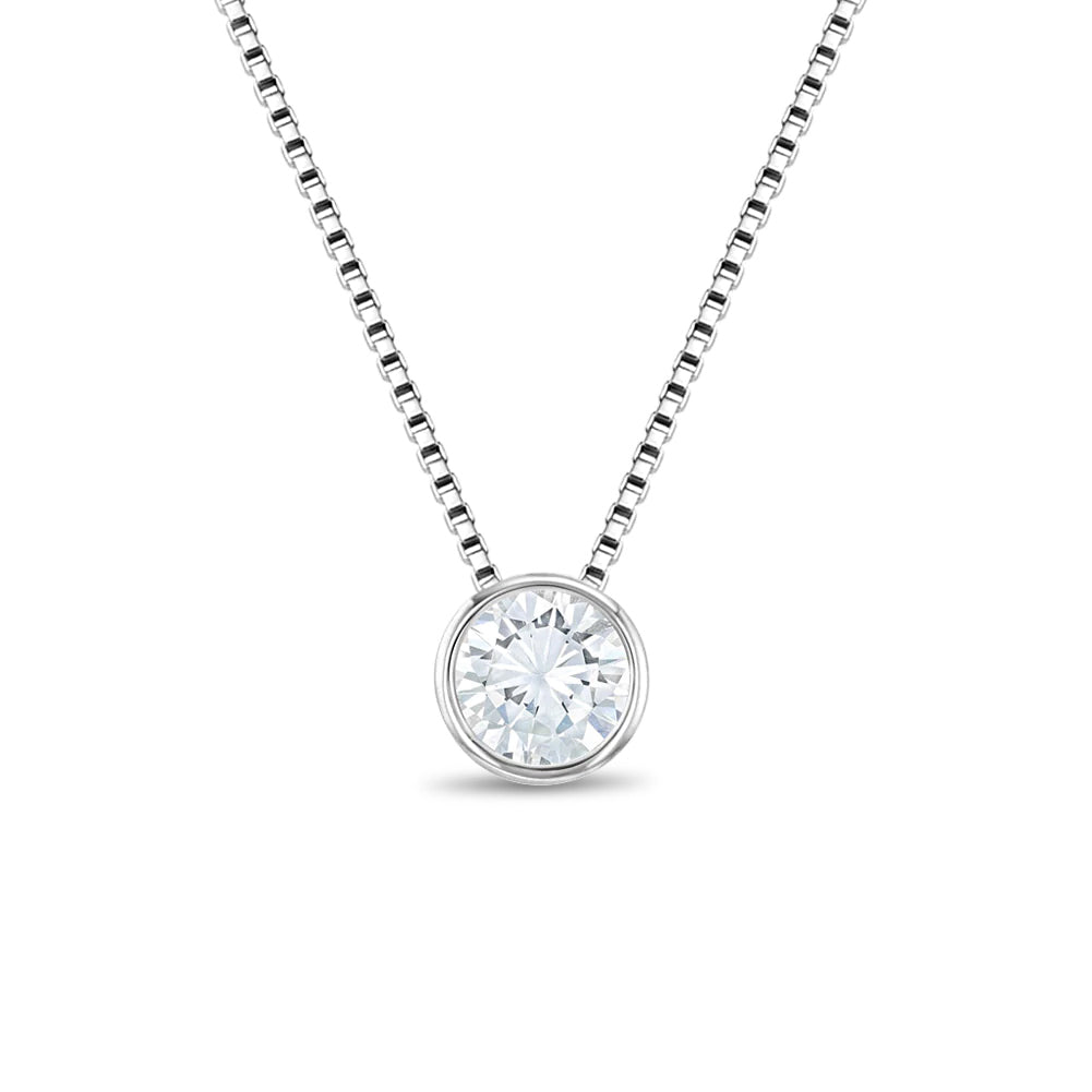 Bezel CZ Halo Girls Necklace