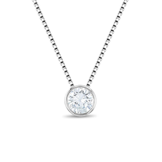 Bezel CZ Halo Girls Necklace